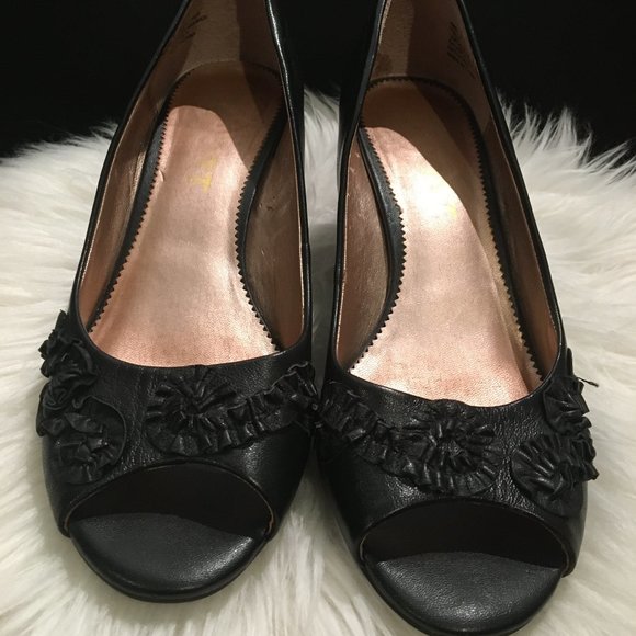 Report Tolly Black Rosette Open Toe Heels – Sz 9 - Picture 3 of 13